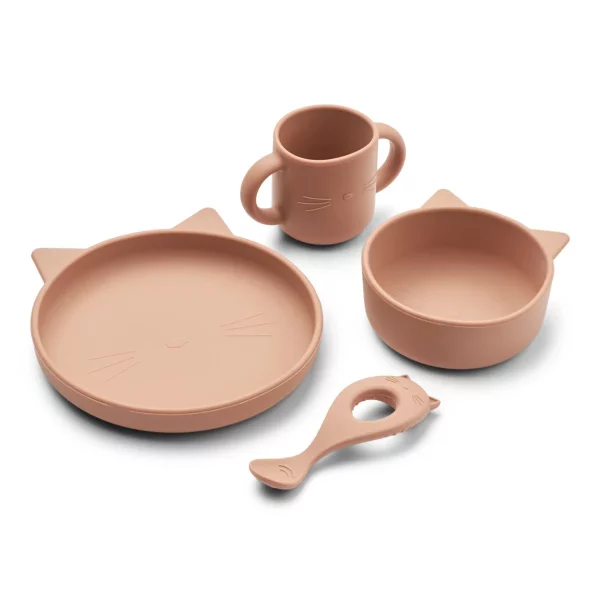 COFFRET VAISSELLE SILICONE CAT DARK ROSE LIEWOOD