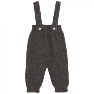 Pantalon à bretelles tricoté coloris Mouline