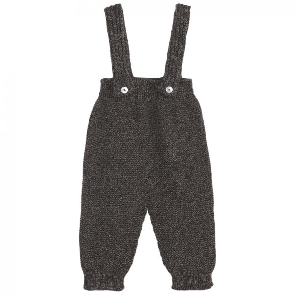 Pantalon à bretelles tricoté coloris Mouline
