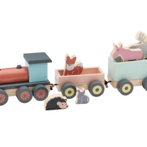 Train en bois et animaux