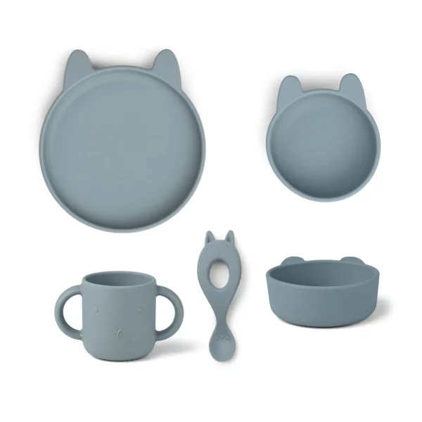 COFFRET VAISSELLE SILICONE RABBIT SEA BLUE LIEWOOD