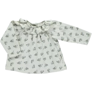 BLOUSE CHARME FLEURS BLUE FOG POUDRE ORGANIC