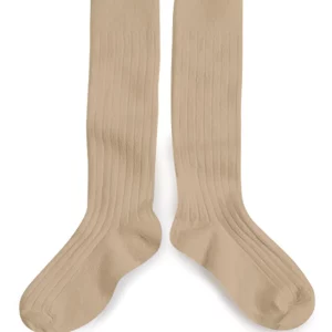 CHAUSSETTES HAUTES A COTE PETITE TAUPE COLLEGIEN