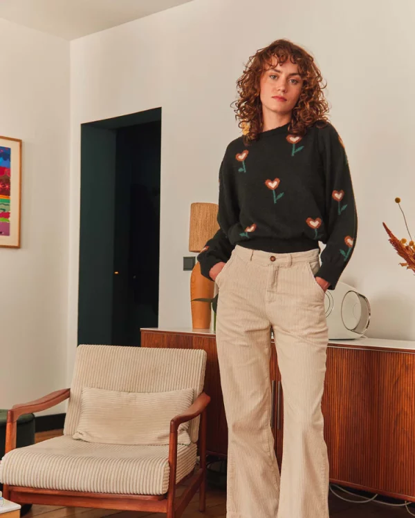 Pantalon Ample Velours - Ecru – Image 4