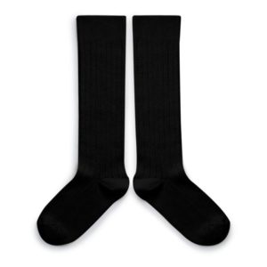 Chaussettes hautes à côtes - Noir de Charbon