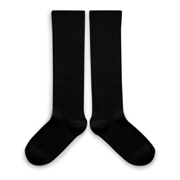 Chaussettes hautes à côtes - Noir de Charbon