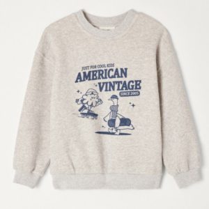 sweat shirt american vintage kids gris chiné imprimé