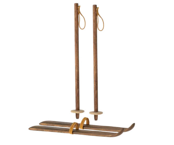 skis et batons pour souris dad et mum maileg