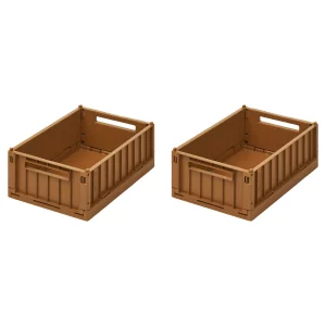 Lot de 2 caisses de rangement Small Weston Golden Caramel