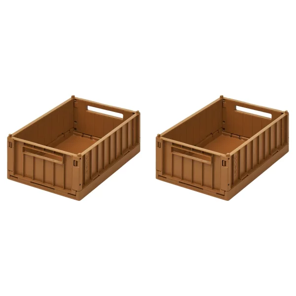 Lot de 2 caisses de rangement Small Weston Golden Caramel