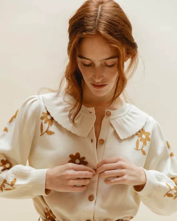 Cardigan Fleurs Caramel – Image 2