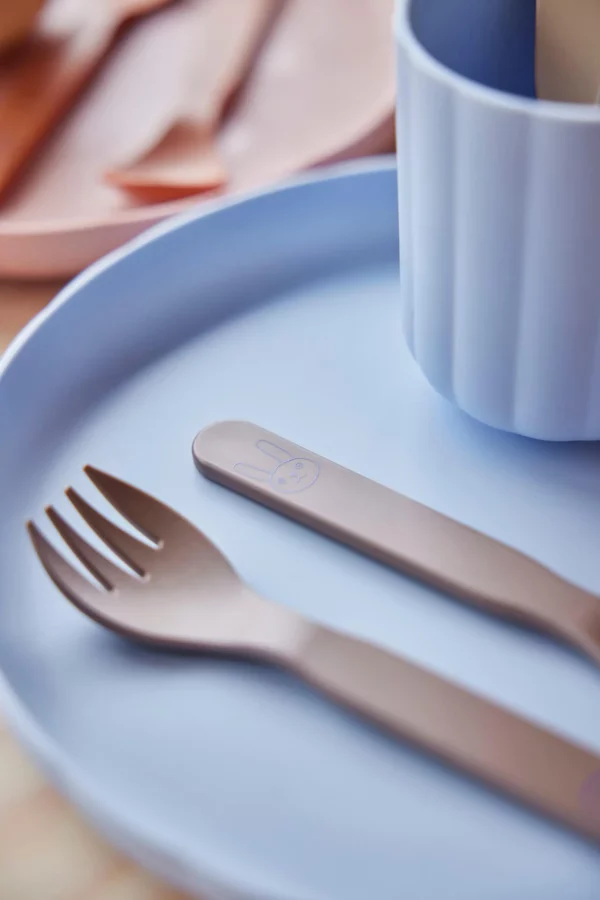 Set repas assiette et bol Pullo Caramel/ice blue – Image 2