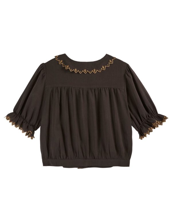 Blouse Col Brodé Bitume – Image 2