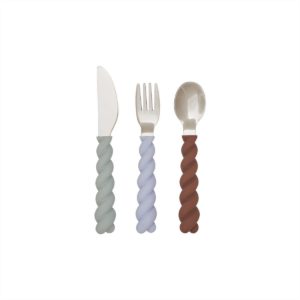 Set de couverts Mellow Pale mint/choko/ice blue