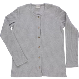 Cardigan Souci Côtelé Gris Clair Chiné