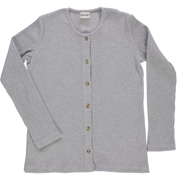 Cardigan Souci Côtelé Gris Clair Chiné
