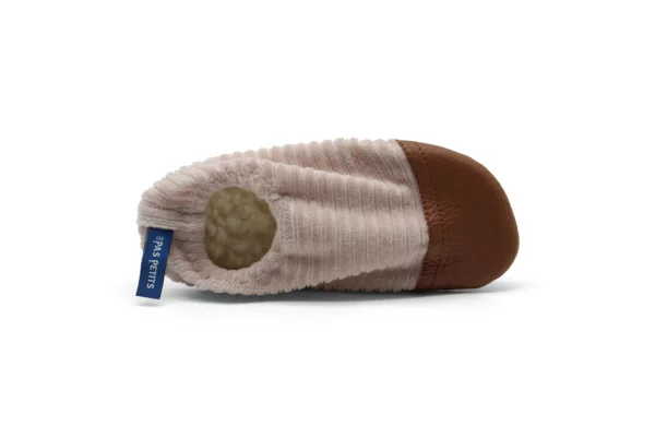 CHAUSSONS VELOURS ROSE PALE LES PAS PETITS