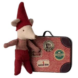 Souris Bébé de Noël dans sa valise