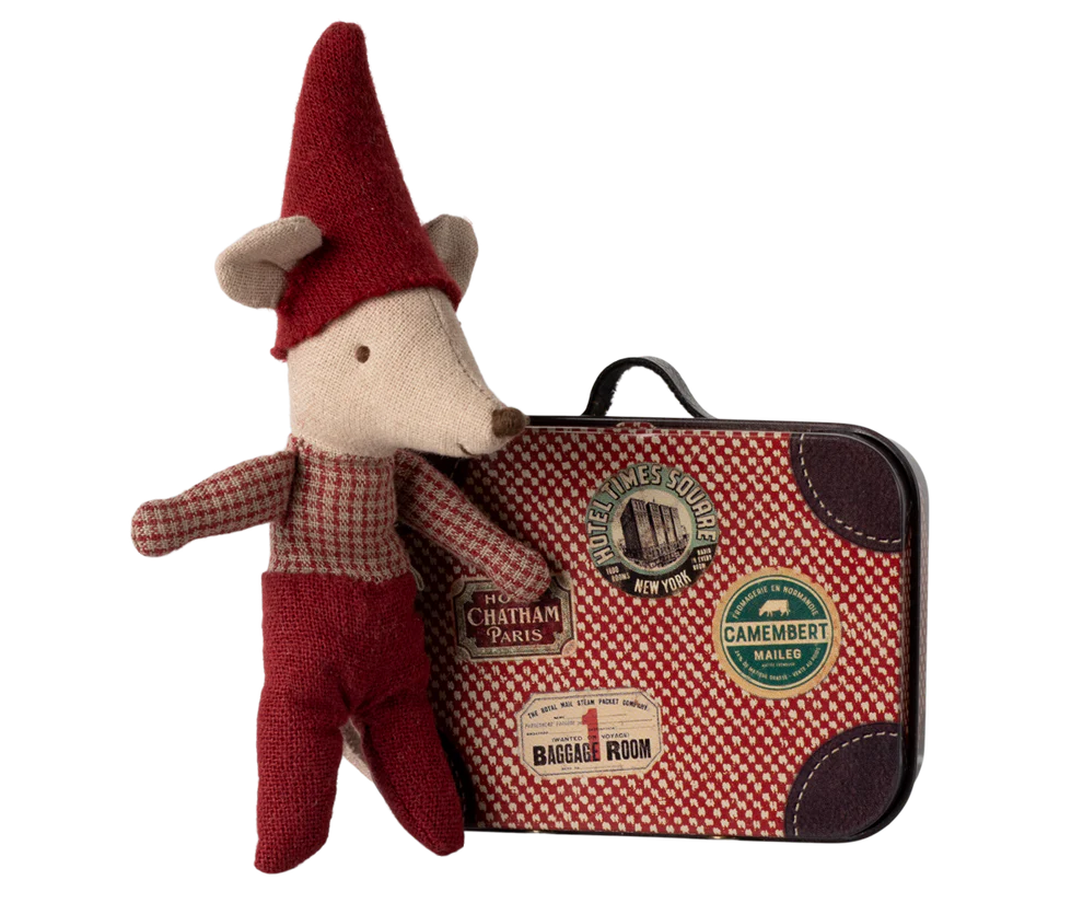 Souris Bébé de Noël dans sa valise