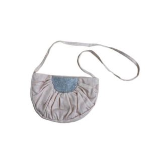 SAC LIN ET PAILLETTES ROSE NUDE ET ARGENT MOUCHE PARIS