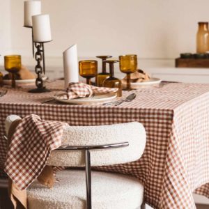 NAPPE VICHY BRIQUE EN LIN GABRIELLE PARIS