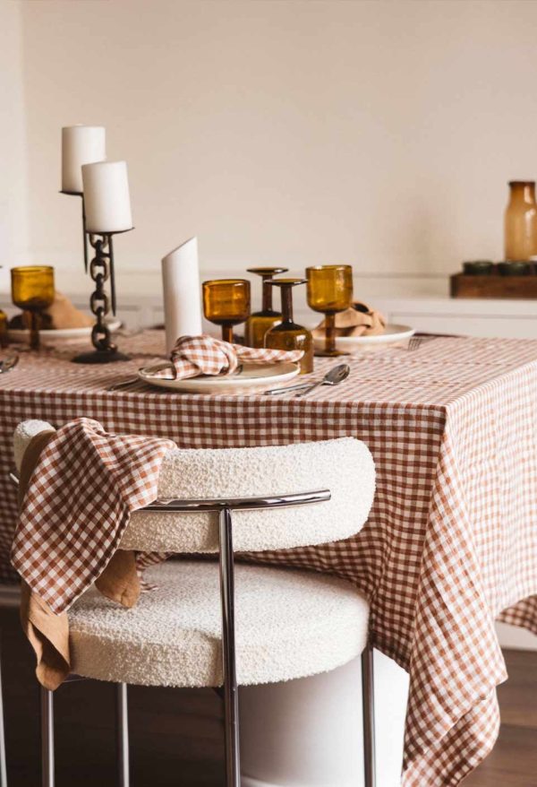 NAPPE VICHY BRIQUE EN LIN GABRIELLE PARIS
