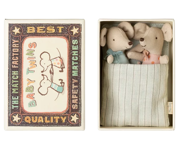 Bébés souris jumeaux dans leur boîte d'allumettes