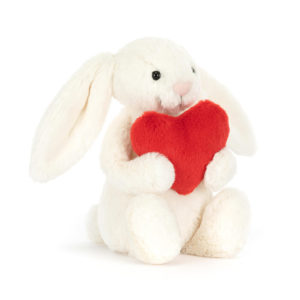 peluche lapin bashful cream red love original jellycat