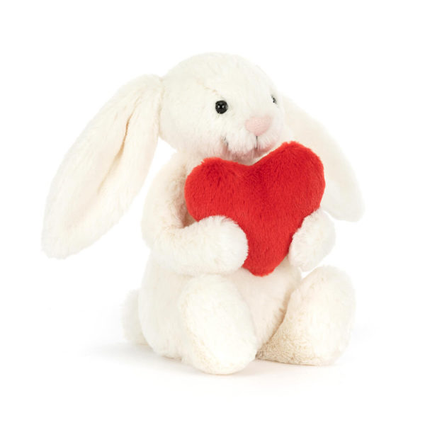 peluche lapin bashful cream red love original jellycat