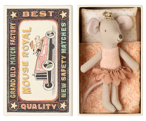 Souris petite soeur princesse dans sa boîte d'allumettes NEW