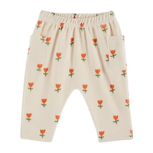 sarouel éponge écru tulipes orange