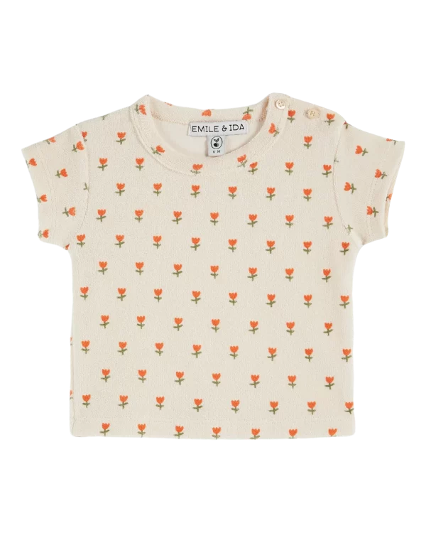 tee shirt éponge imprimé tulipes