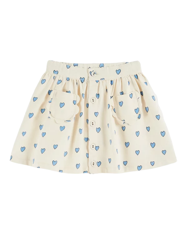 jupe écru coeur bleu