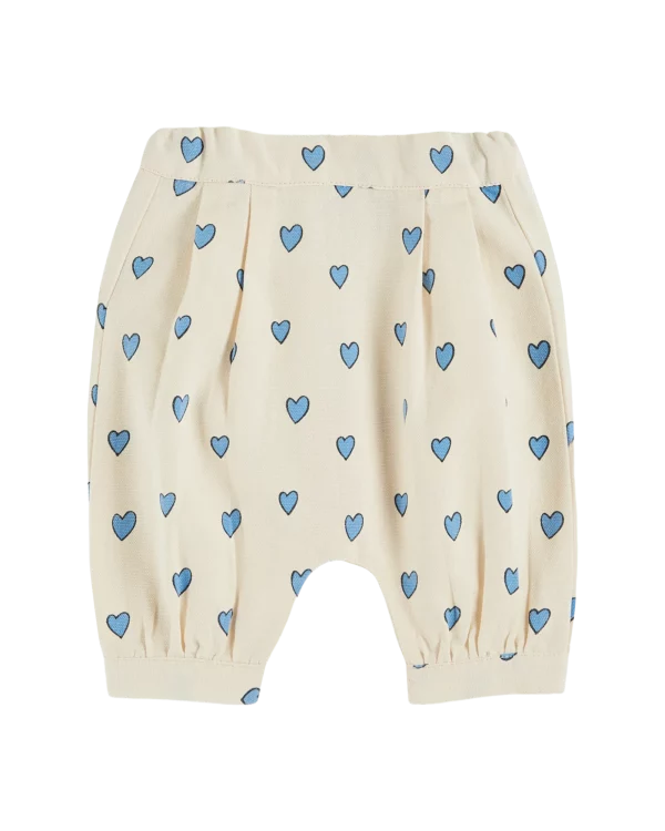 sarouel écru motig coeur bleu
