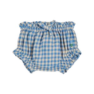bloomer bébé vichy bleu fleur brodée