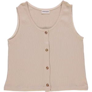 Débardeur beige bouton femme