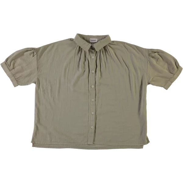 chemise manches courtes couleur olive femme