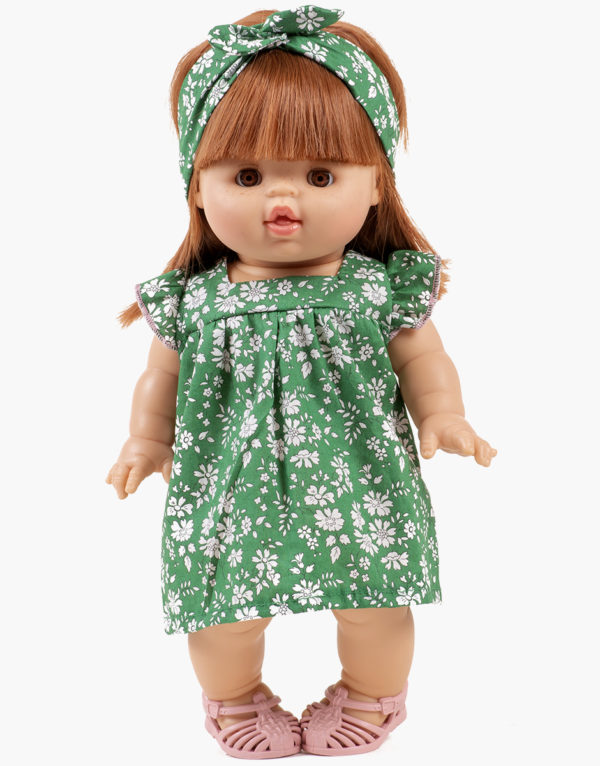 ROBE ET SON HEADBAND VERT POUR POUPEE MINIKANE COLLB' EMILE&IDA