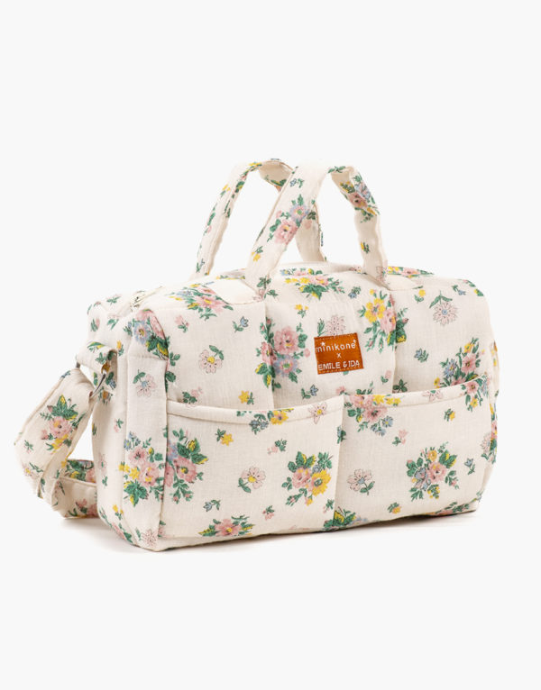 sac à langer pour poupée motif printemps rose collab' emile&ida et minikane