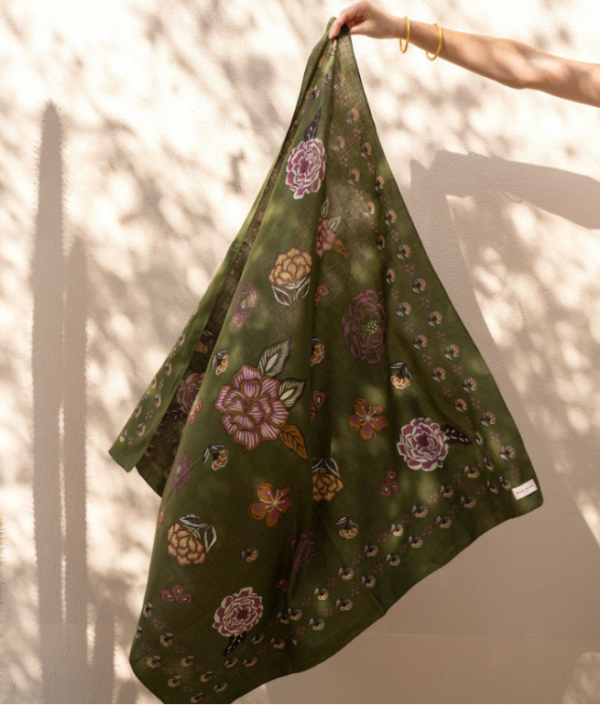 GRAND FOULARD MINDI KHAKI BINDI ATELIER