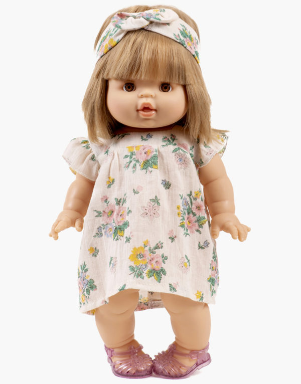 robe et son headband pour poupée Gordis Minikane motif Printemps rose Emile&ida