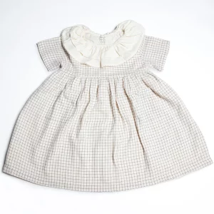 robe carreaux col brodé dentelle marsouin