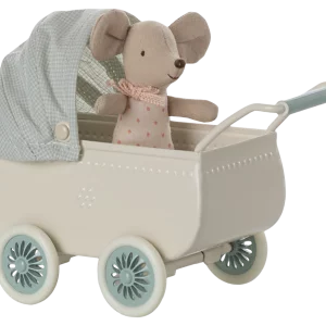 LANDAU VINTAGE BLEU ET SON BEBE SOURIS MAILEG