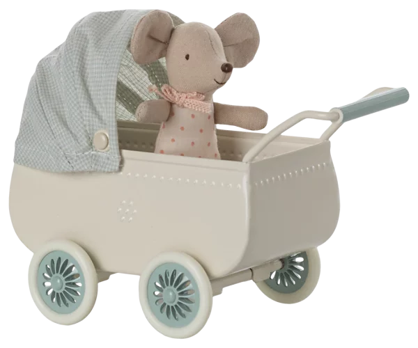 LANDAU VINTAGE BLEU ET SON BEBE SOURIS MAILEG