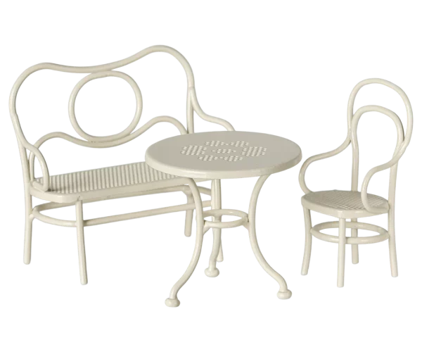 ENSEMBLE SALON DE JARDIN BLANC POUR SOURIS MAILEG