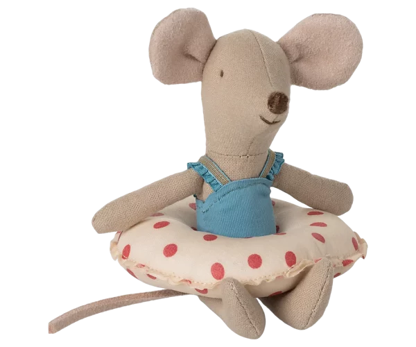 Souris Petite Soeur à la plage avec sa bouée pois rouges – Image 2