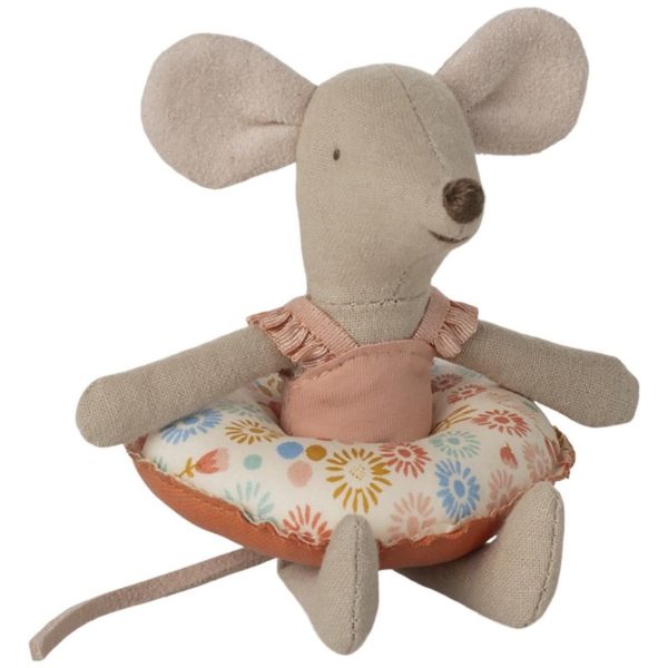 Souris Petite Soeur à la plage avec sa bouée à fleurs – Image 2