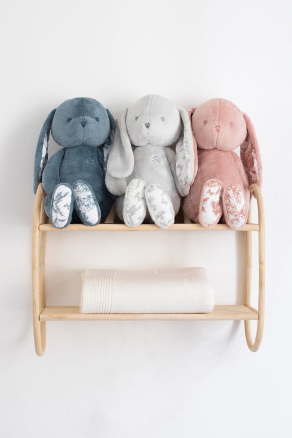 Peluche Lapin 25cm Toile de Jouy Rose Profond – Image 2