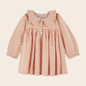 ROBE AMPLE QUI TOURNE A CARREAUX ROSES EMILE ET IDA