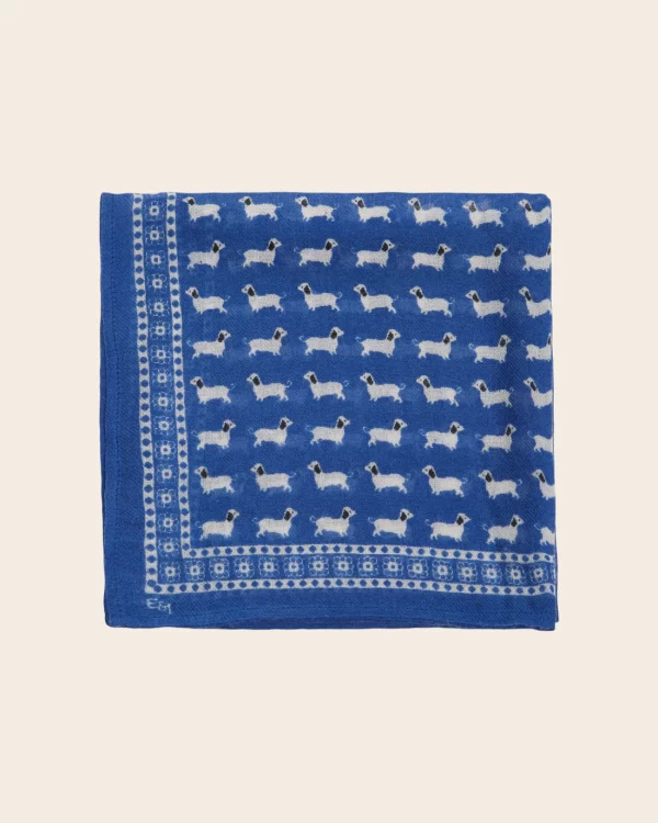 FOULARD EN LAINE TECKELS BLEU 50X50 EMILE ET IDA